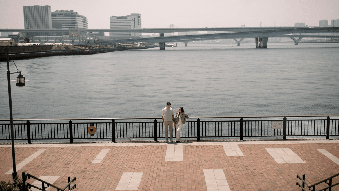 Tokyo cinematic couple photography on film